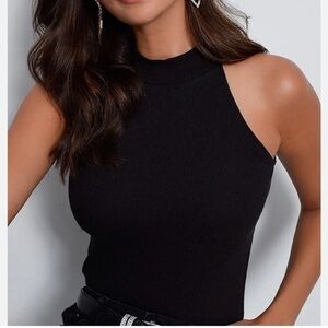 NWT Milan Kiss Black Yoke Sleeveless Ribbed Top Size Medium